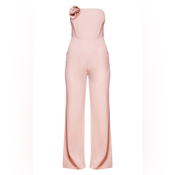 Corsage rose detail strapless jumpsuit - Picture 3 of 5